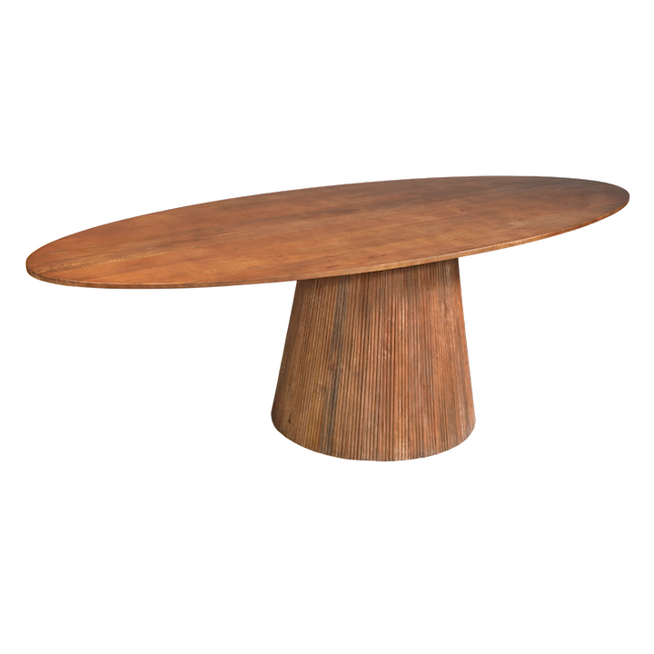 2.6M SMOKED WALNUT OVAL FLUTED DINING TABLE