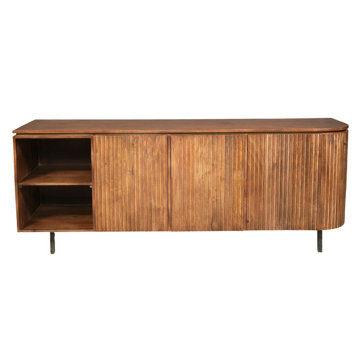 2M SMOKED WALNUT FLUTED SIDEBOARD