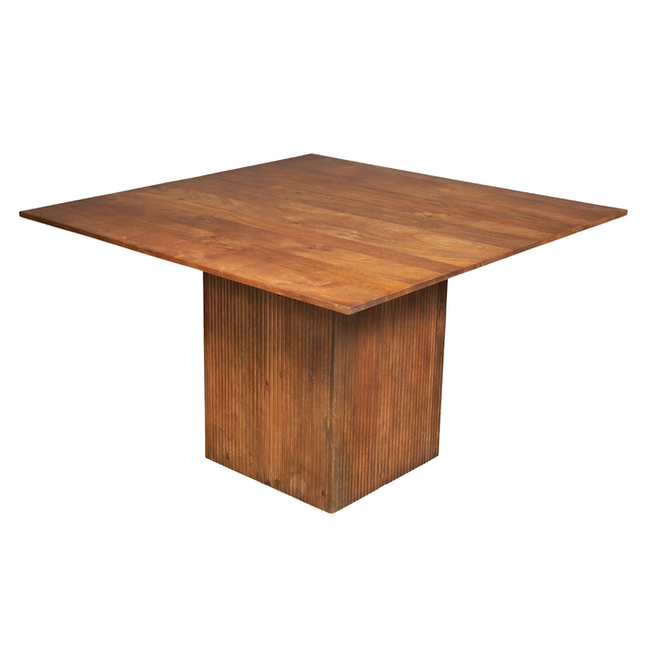 1.2M SMOKED WALNUT SQUARE FLUTED DINING TABLE