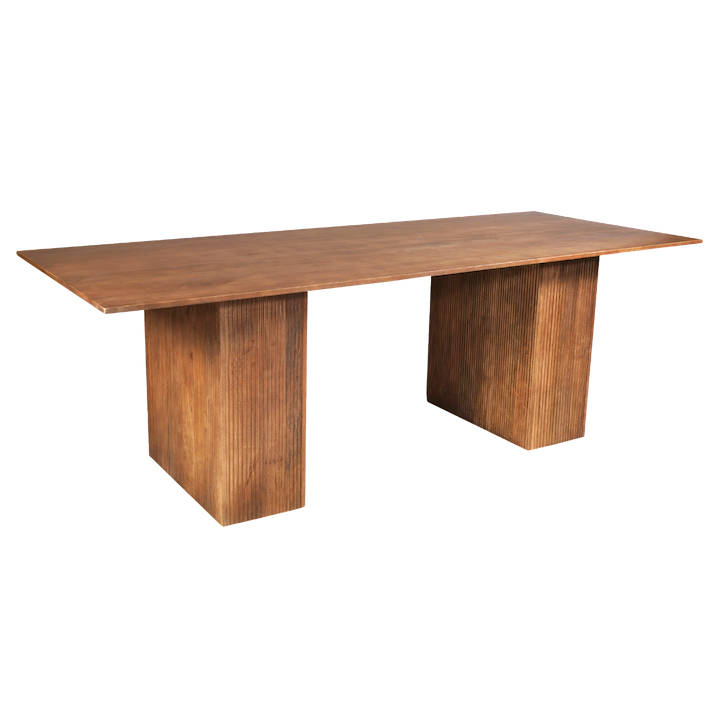 2.4M SMOKED WALNUT FLUTED TWIN PEDESTAL DINING TABLE