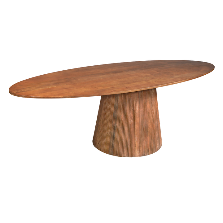 2.2M SMOKED WALNUT OVAL FLUTED DINING TABLE