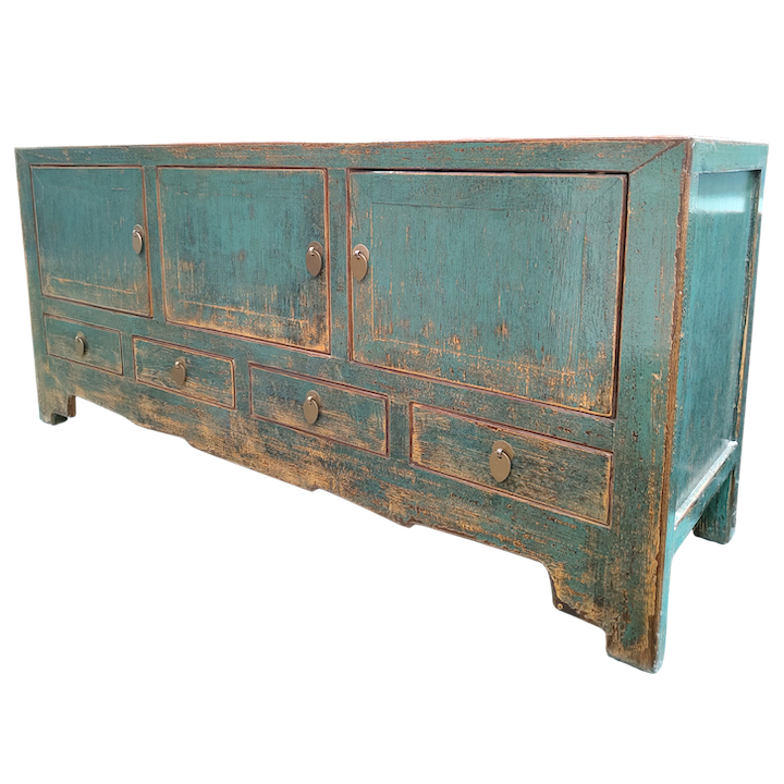 1.4M 3-DOOR 4-DRAWER TEAL LACQUERED LOWLINE