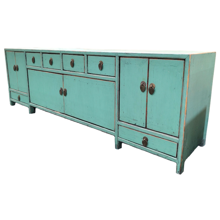 1.74M 6-DOOR 6-DRAWER TURQUOISE LACQUERED LOWLINE