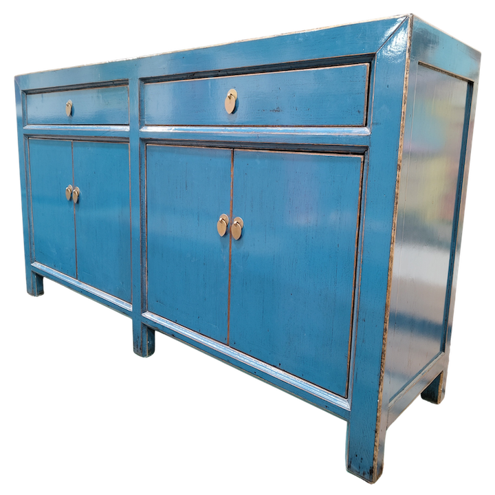 1.5M 4-DOOR 2-DRAWER BLUE LACQUERED SIDEBOARD