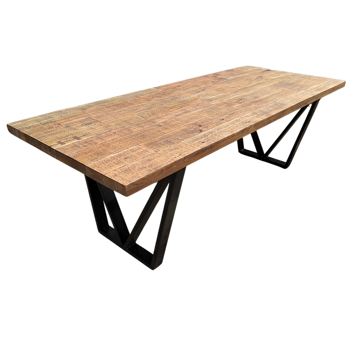 2.4M ROUGH SAWN ACACIA V BASE DINING TABLE