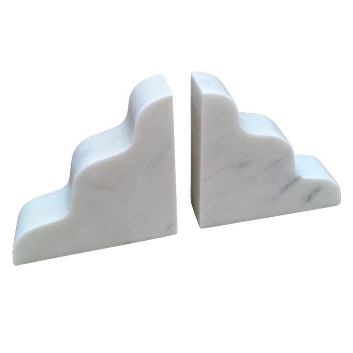 WHITE MARBLE BOOKENDS