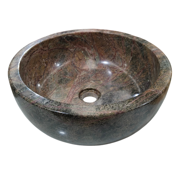 FOREST GREEN ROUND MARBLE WASH BASIN