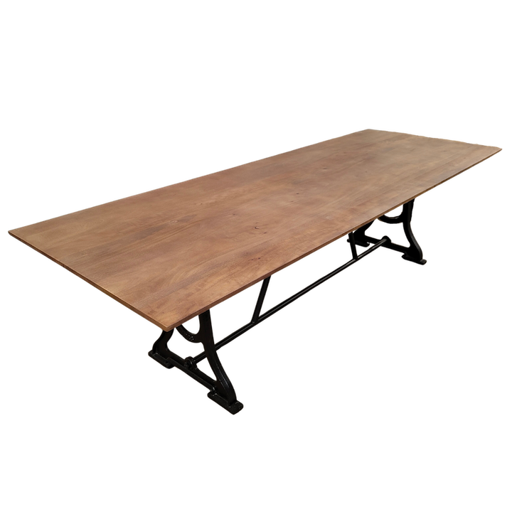 2.8M SMOKED WALNUT SINGER BASE DINING TABLE