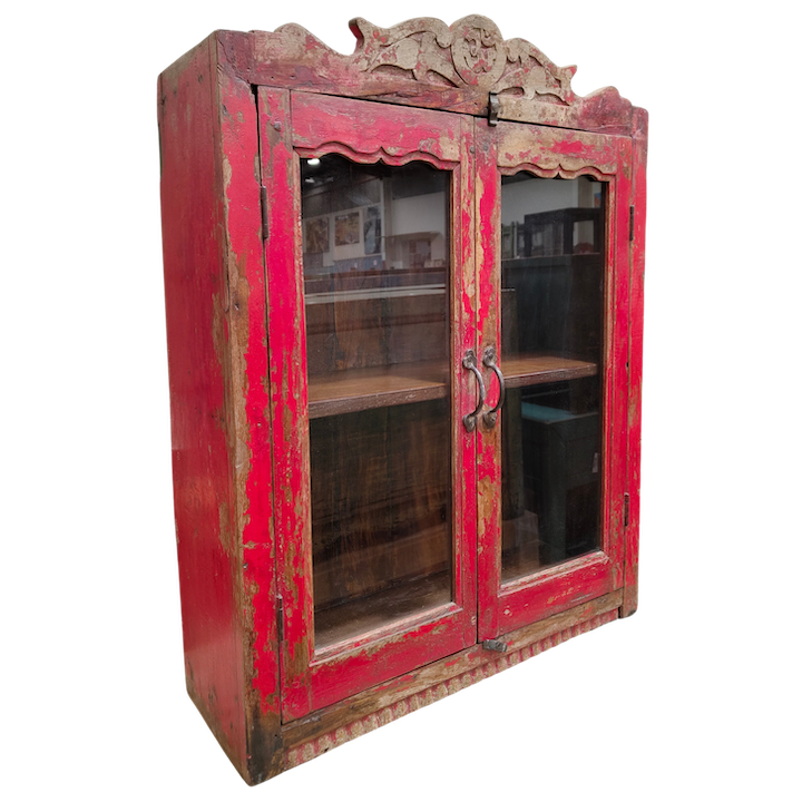 RED GLASS WALL CABINET