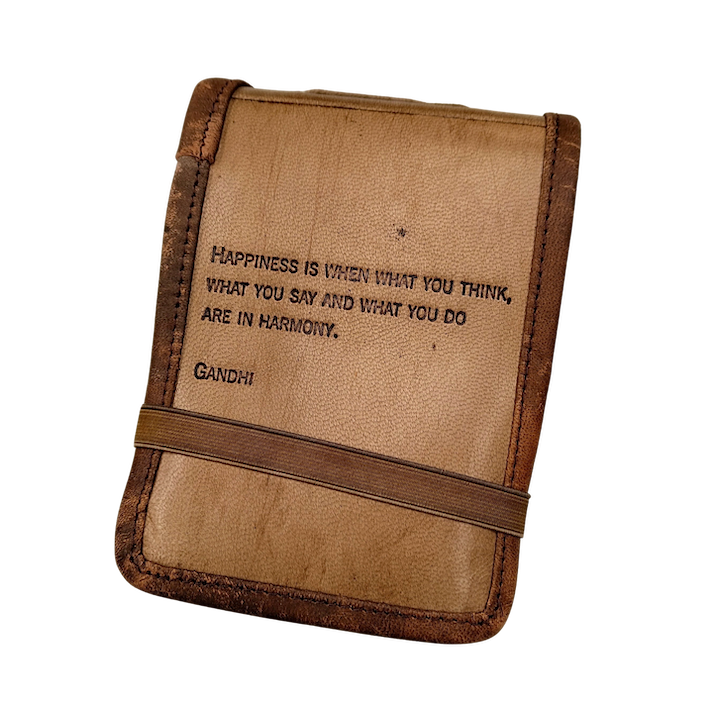 LEATHER NOTE PAD GANDHI QUOTE