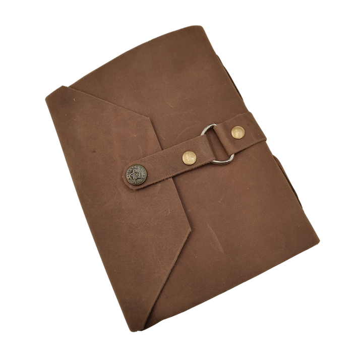 LEATHER BUTTON DIARY AGED