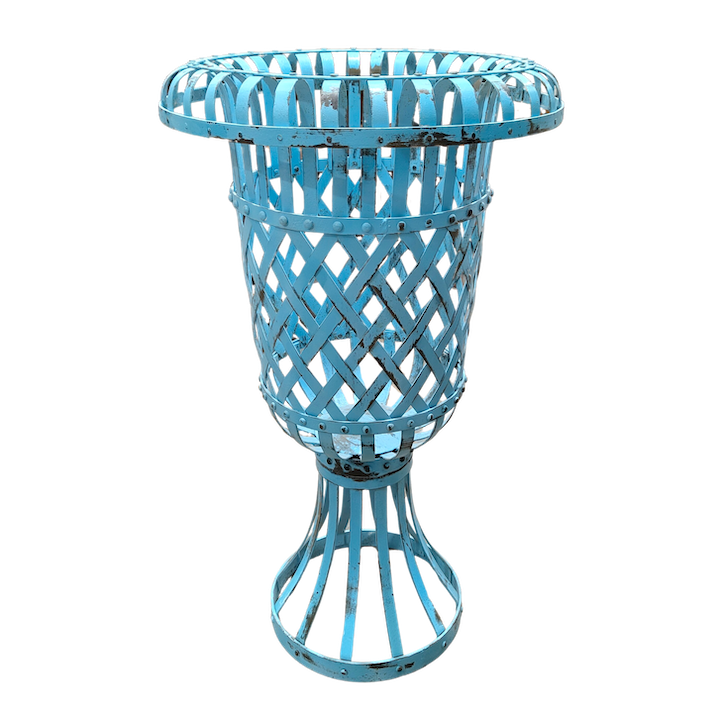 BLUE PEDESTAL PLANTER LARGE