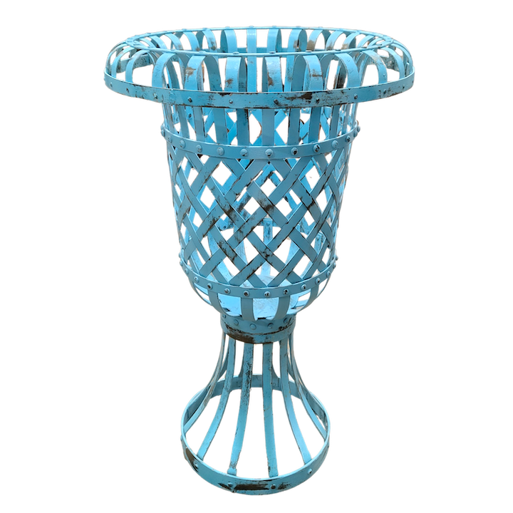 BLUE PEDESTAL PLANTER MEDIUM