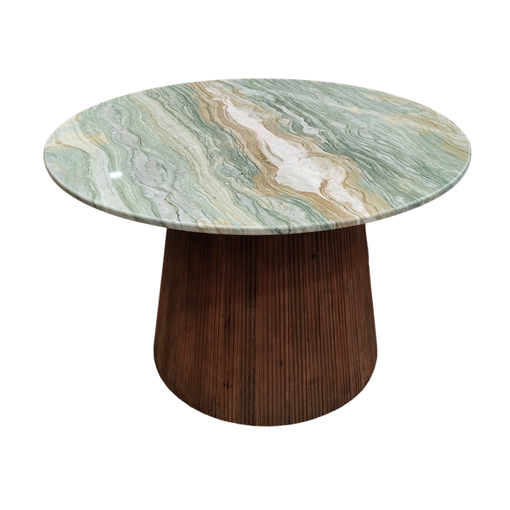 1.2M VERDE ROUND MARBLE DINING TABLE FLUTED BASE