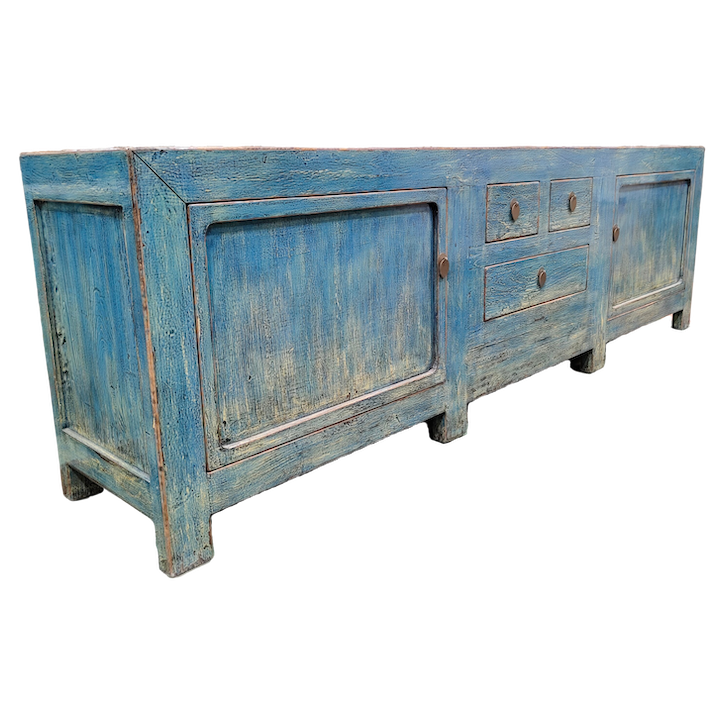 2.15M 2-DOOR 3-DRAWER BLUE LACQUERED LOWLINE