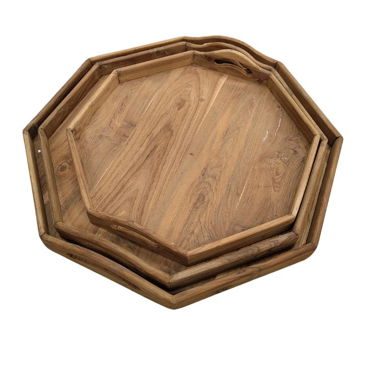 SET OF 3 TEAK TRAYS