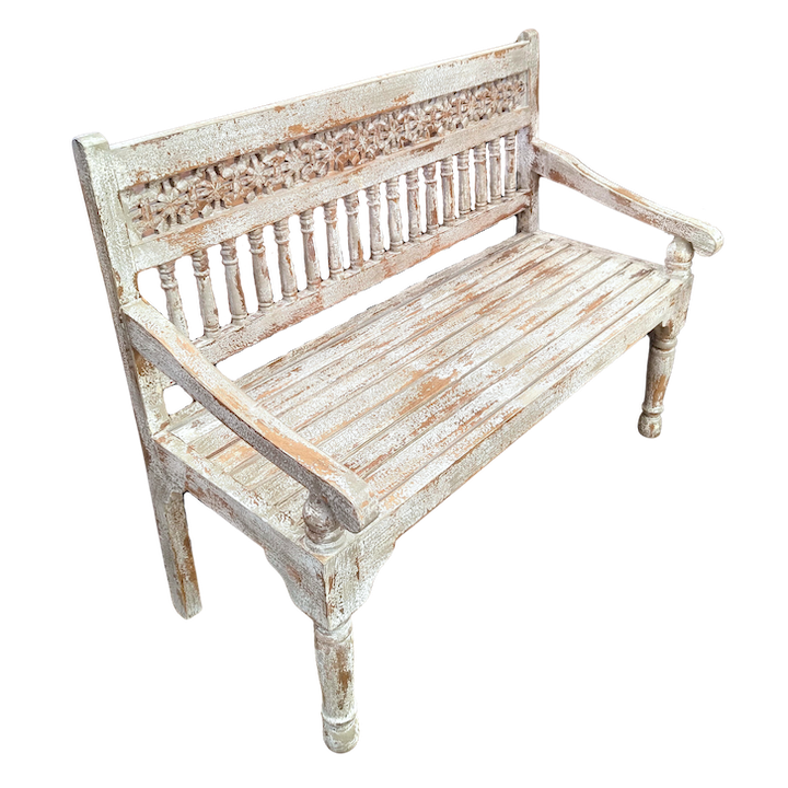 1.2M DISTRESSED WHITE BENCH SEAT